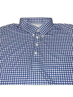 Collars & Co Button Down Collar Polo Shirt 2XL Blue Gingham Plaid Performance